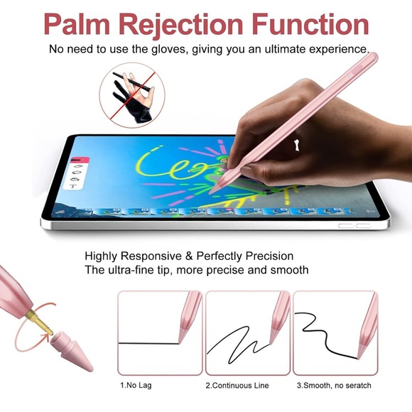 Stylus Pen for iPad 2018-2025 with Palm Rejection, Apple Pencil for Pad11th/10th - Picture 3 of 8